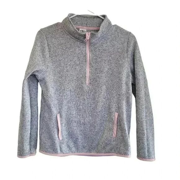 Athletic Works Girls Sweater Fleece Quarter Zip Pullover (Gray/Pink, XL, 14-16) - Picture 6 of 9